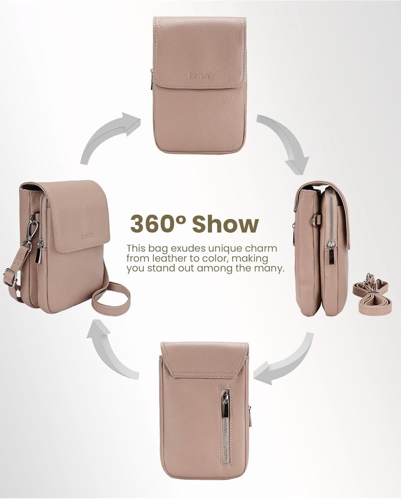 befen Genuine Leather Small Crossbody Bags for Women, Cell Phone Cross body Purse Bag with RFID Blocking Card Slots - Image 3